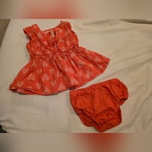 Adorable Orange Heart Print Dress Set for Kids